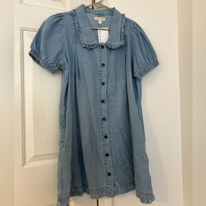 NWT Shop Stevie, small denim dress, peterpan collared top